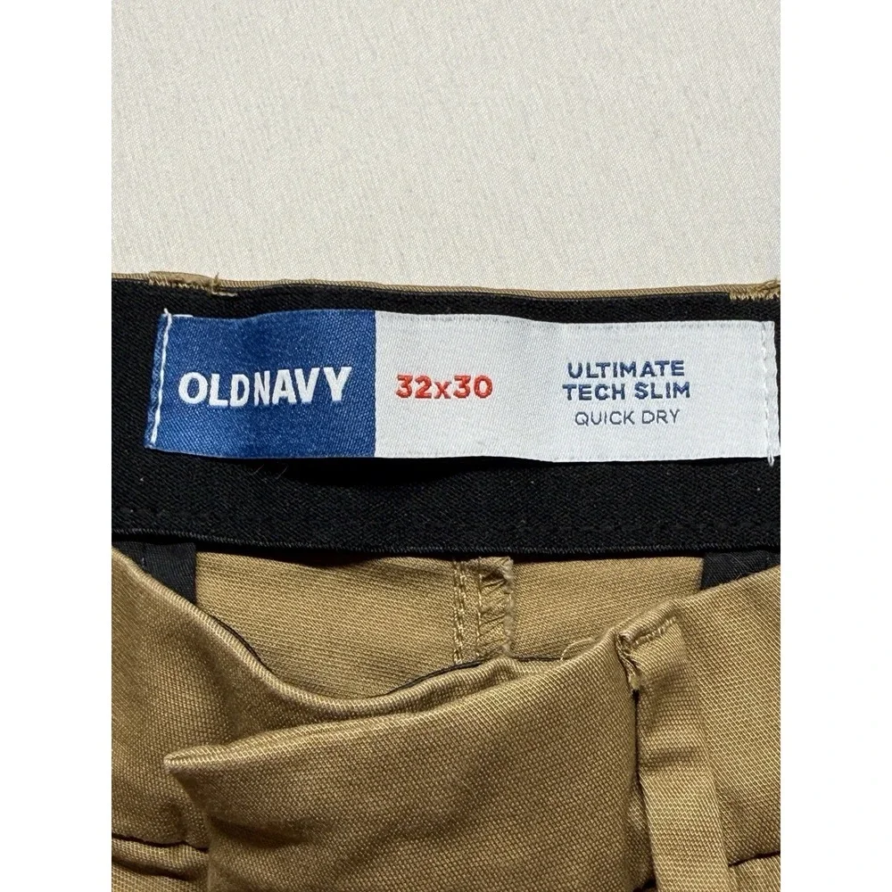 Old Navy Ultimate Tech Slim Pants Men 32x29 Khaki Quick Dry Stretch Chino Casual